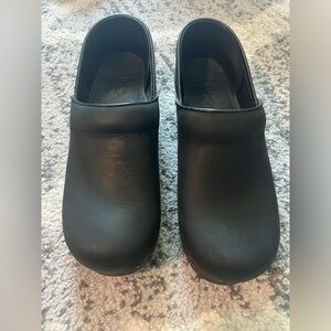 Dansko Black Leather Clog Shoes